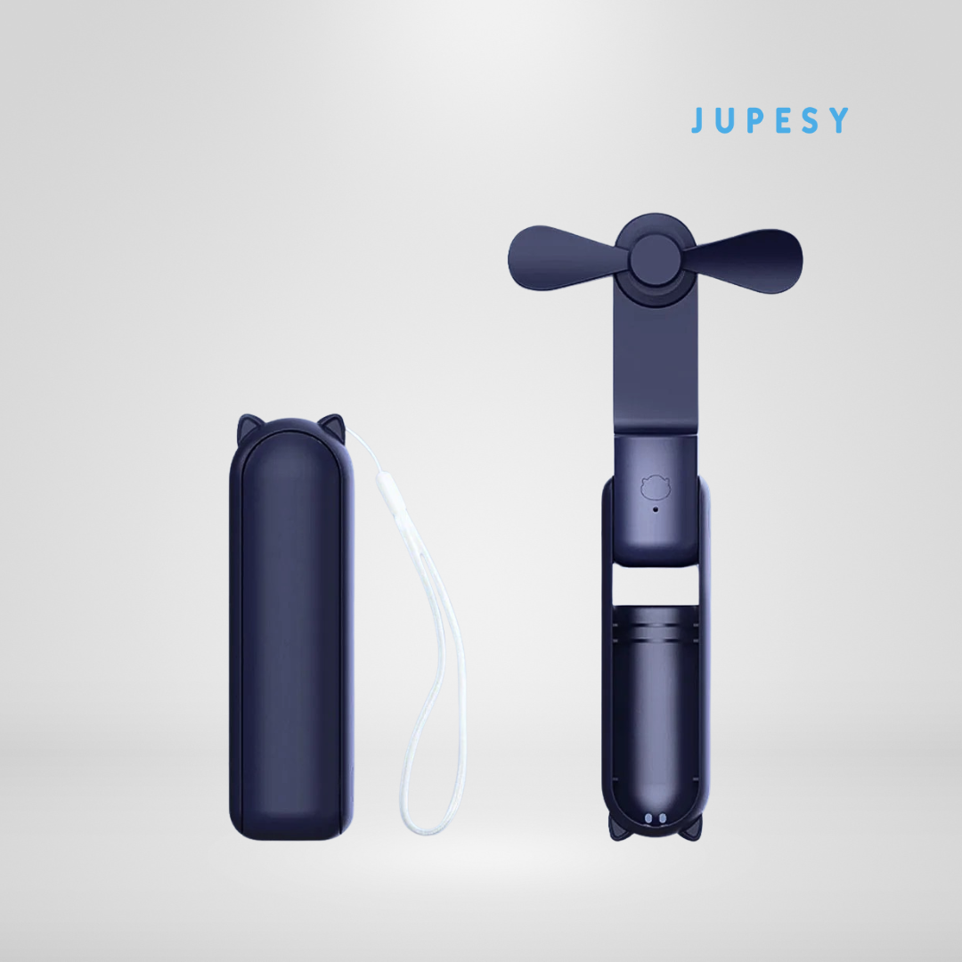 Portable Super Mini Handheld Fan – Foldable, USB Rechargeable & Power Bank in One