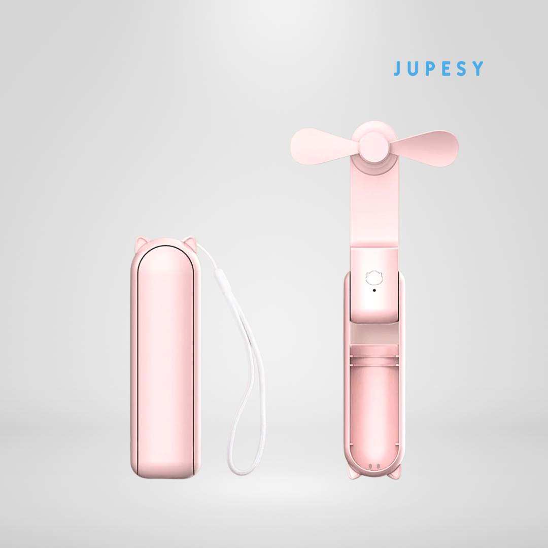 Portable Super Mini Handheld Fan – Foldable, USB Rechargeable & Power Bank in One