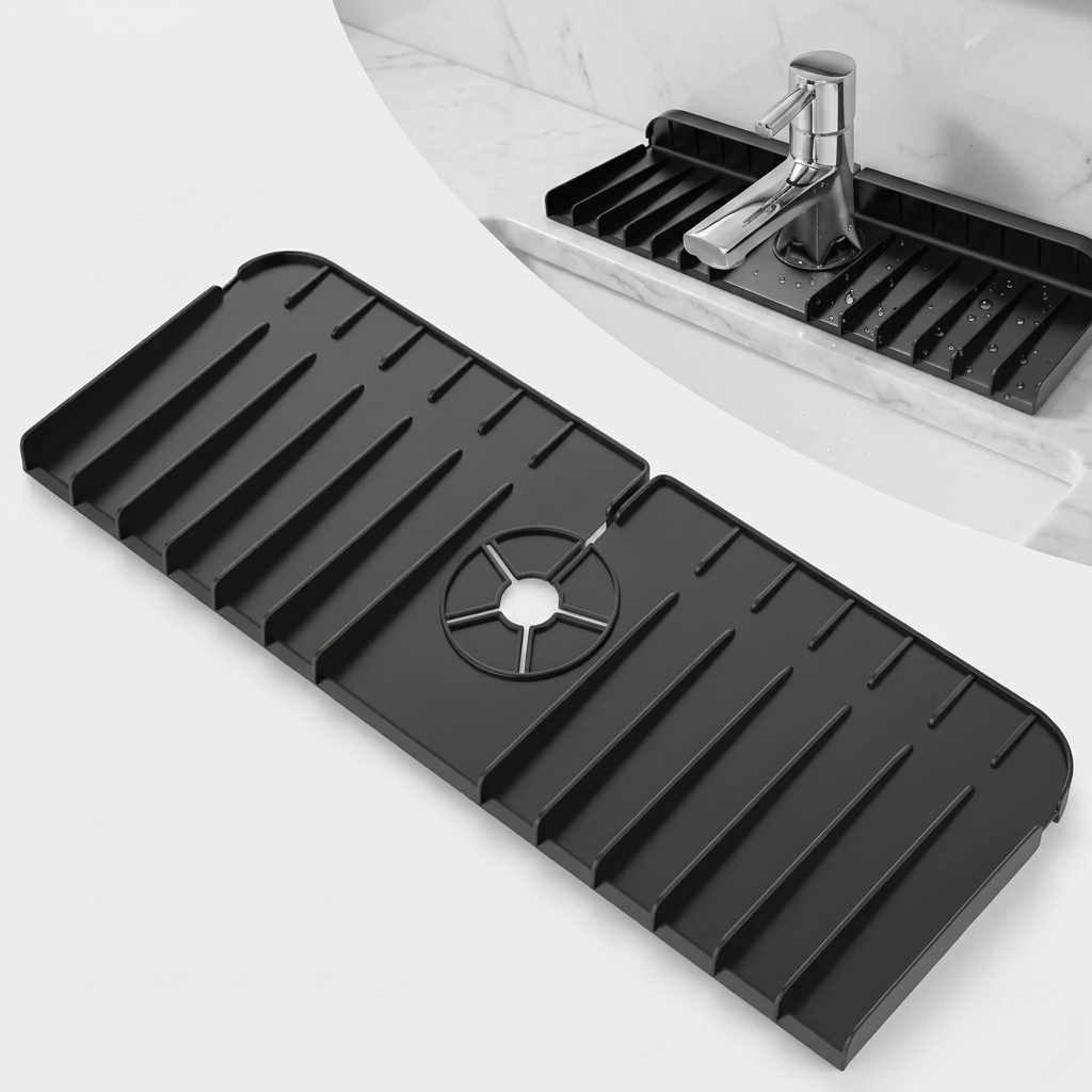 Silicone Faucet Splash Guard – Self-Draining Sink Mat for Kitchen & Bathroom