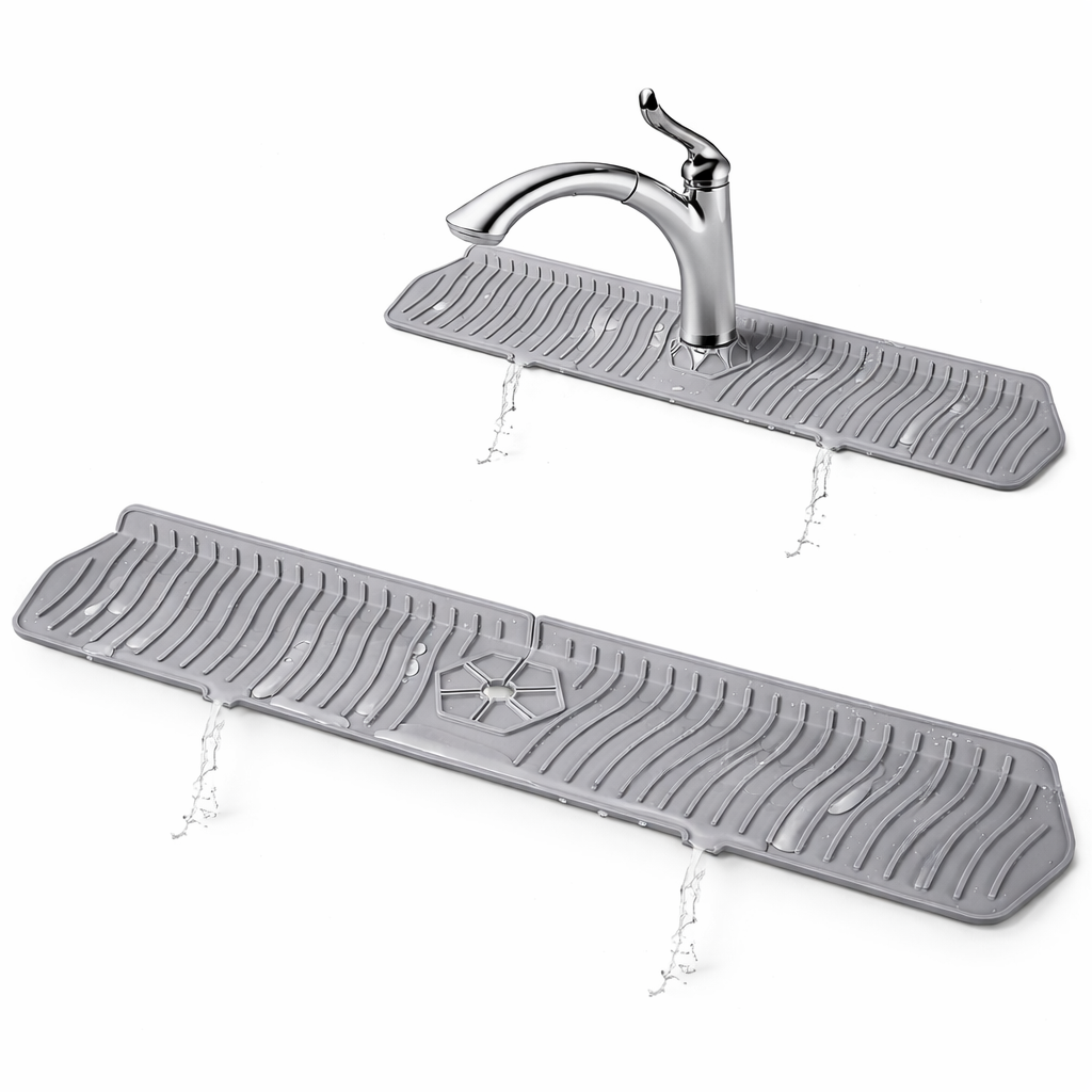 Silicone Faucet Splash Guard – Self-Draining Sink Mat for Kitchen & Bathroom