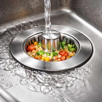 3-in-1 Kitchen Sink Strainer & Pop-Up Drain Stopper – Stainless Steel Anti-Clog Filter Basket