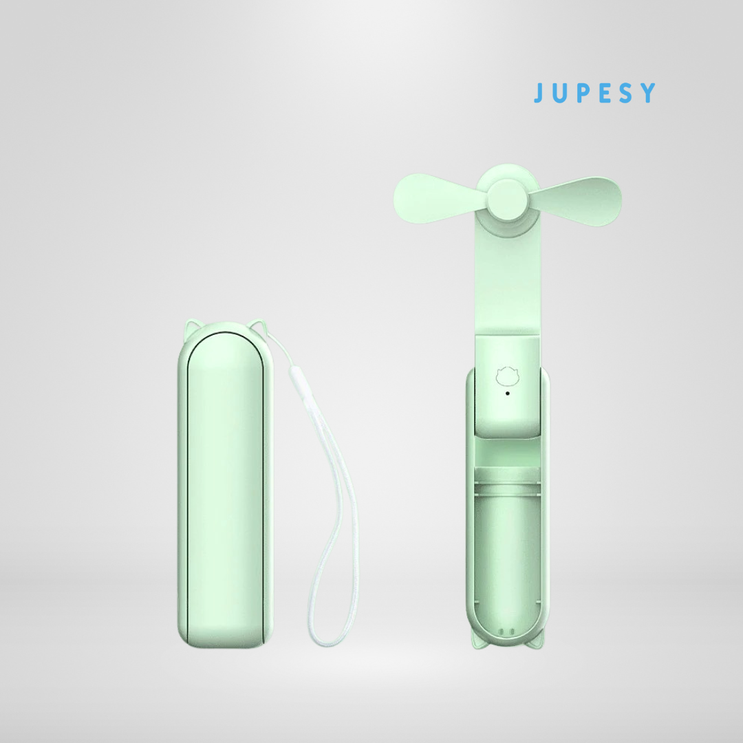 Portable Super Mini Handheld Fan – Foldable, USB Rechargeable & Power Bank in One