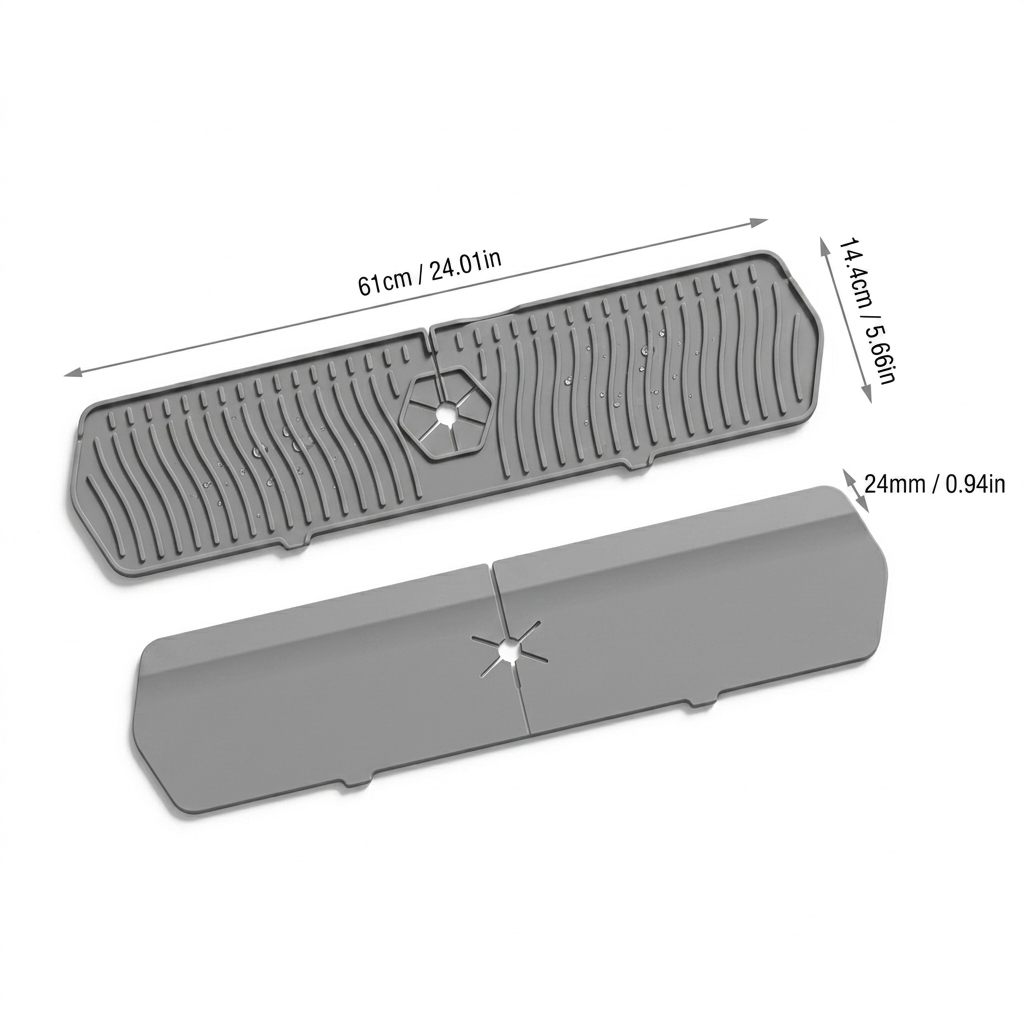 Silicone Faucet Splash Guard – Self-Draining Sink Mat for Kitchen & Bathroom