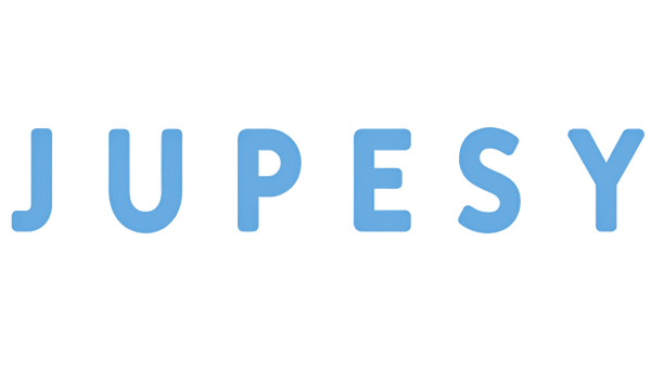 Blue 'JUPESY' logo on a white background