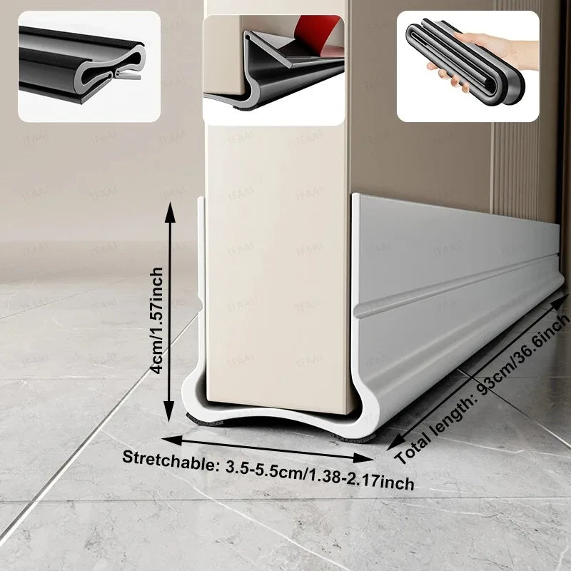 Door Draft Stopper Seal – Adjustable Under Door Draft Guard for Dust, Noise & Cold Air