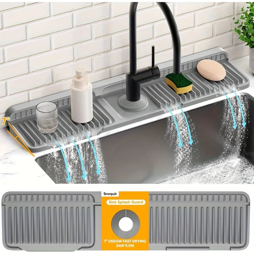 self draining kitchen faucet mat sponge holder