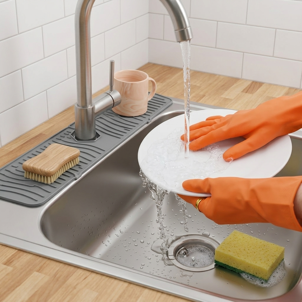Silicone Faucet Splash Guard – Self-Draining Sink Mat for Kitchen & Bathroom